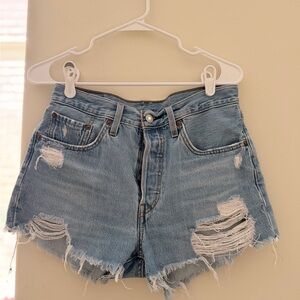 Levi's Light Blue Distressed Jean Shorts